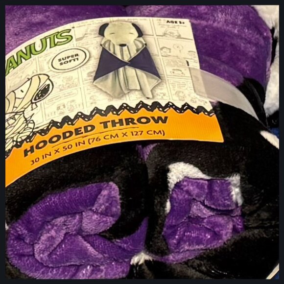 Licensed Peanuts Skeleton Snoopy Hooded Throw Blanket, & Trick or Treat Bag - Picture 4 of 8